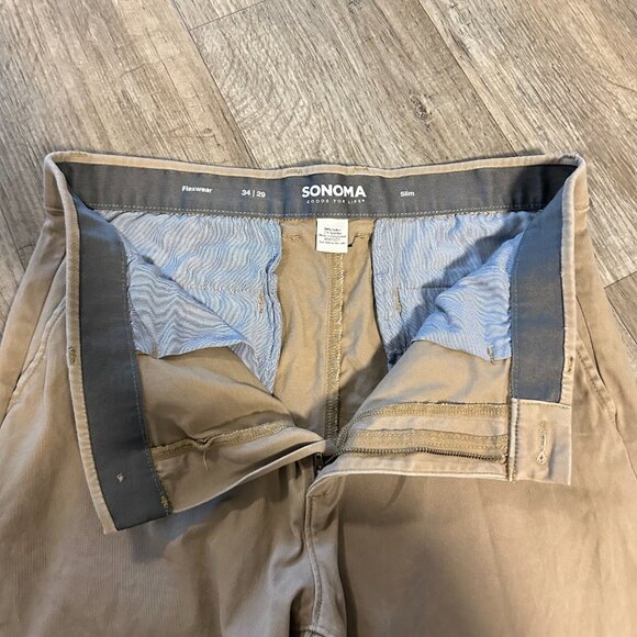 Sonoma Men's Pants 34x29 Khaki - Picture 4 of 5